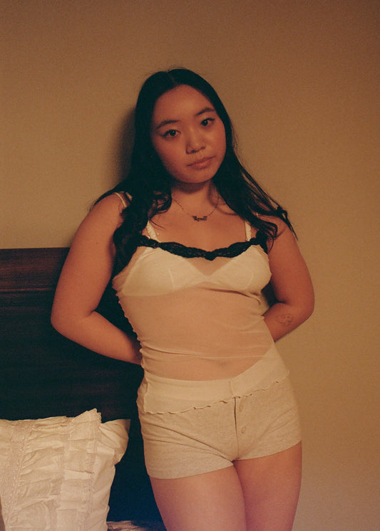 Only Hearts: Tulle with Lace Cami - White/Black