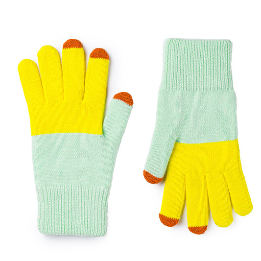 Verloop: Colorblock Touchscreen Gloves - Jade Yellow