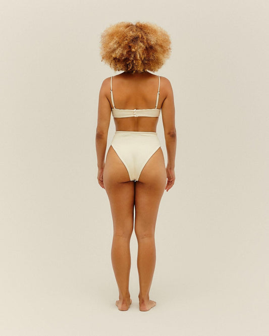 Haight: Agatha Ribbed Bikini Top - White Clay
