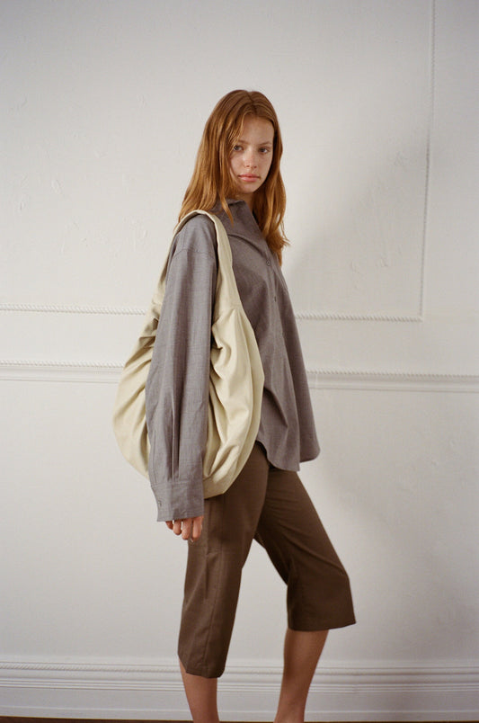 Belle Anna: Miu Leather Bag - Cream