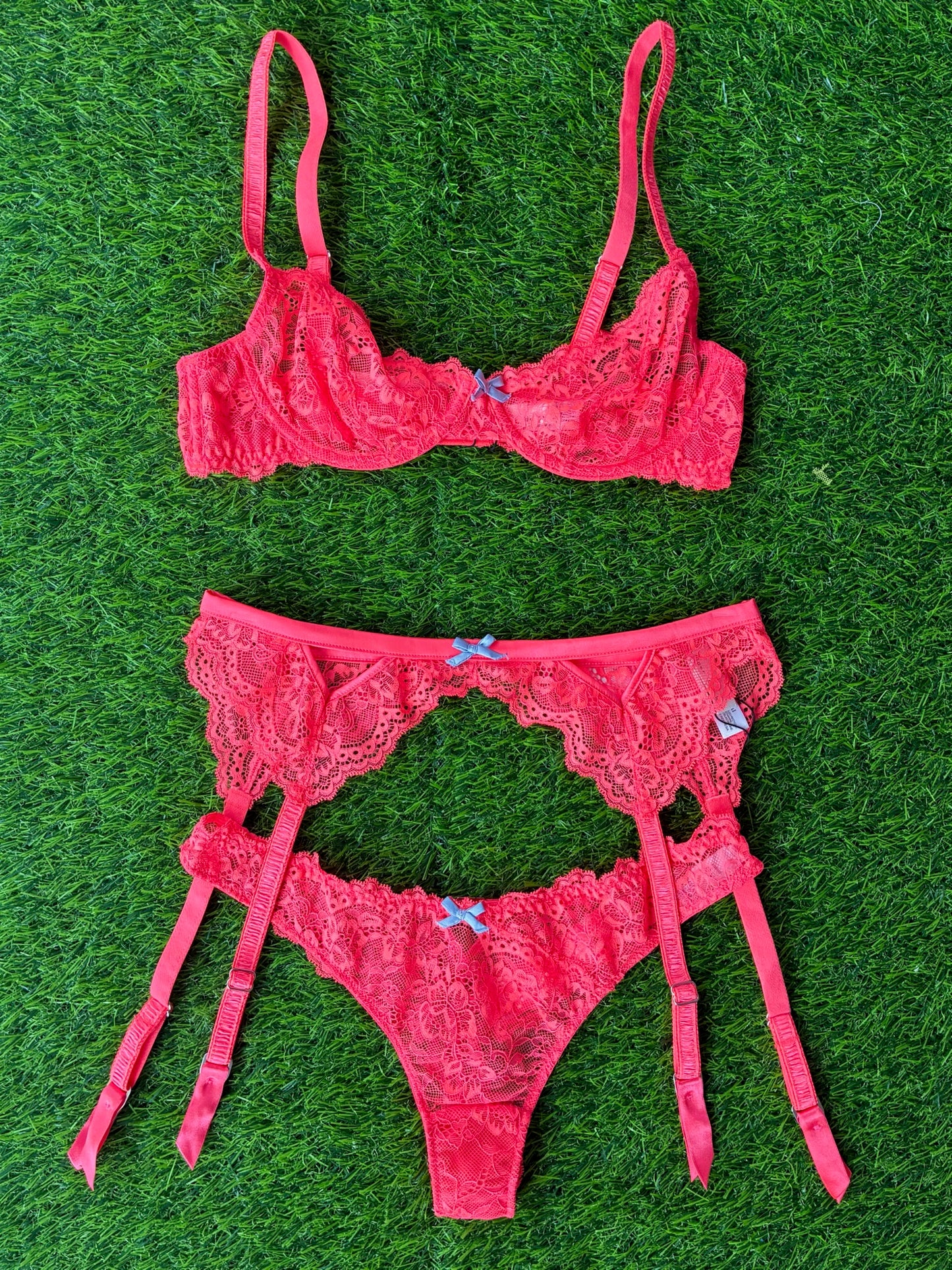 Fleur du Mal: Bianca Lace Thong - Neon Coral