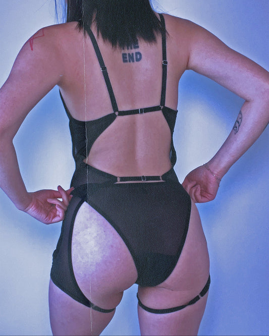 The End: Traveling Cutout Bodysuit - Black