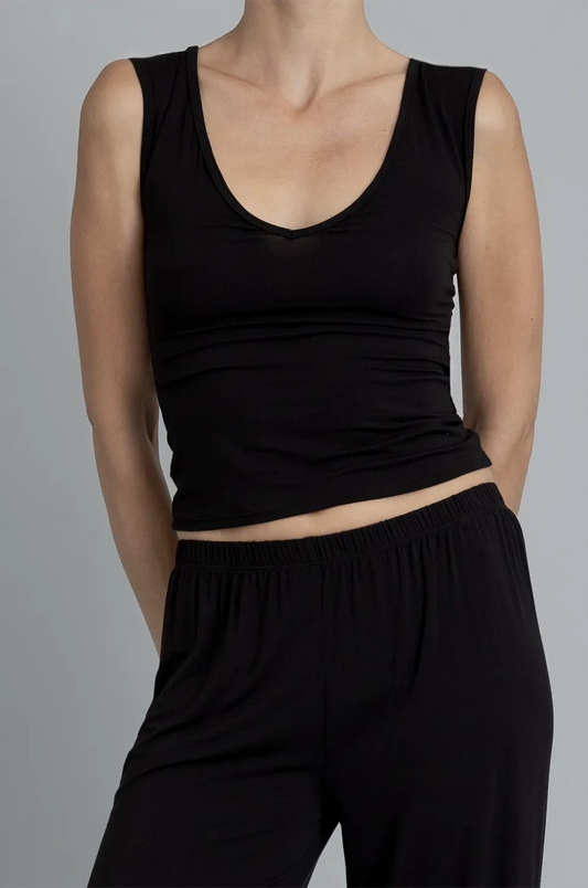 Kye Intimates: Recline Bamboo Shell Top - Black