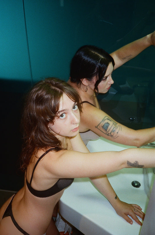 Duet By Timpa: Adjustable Mini String Lace Thong - Black