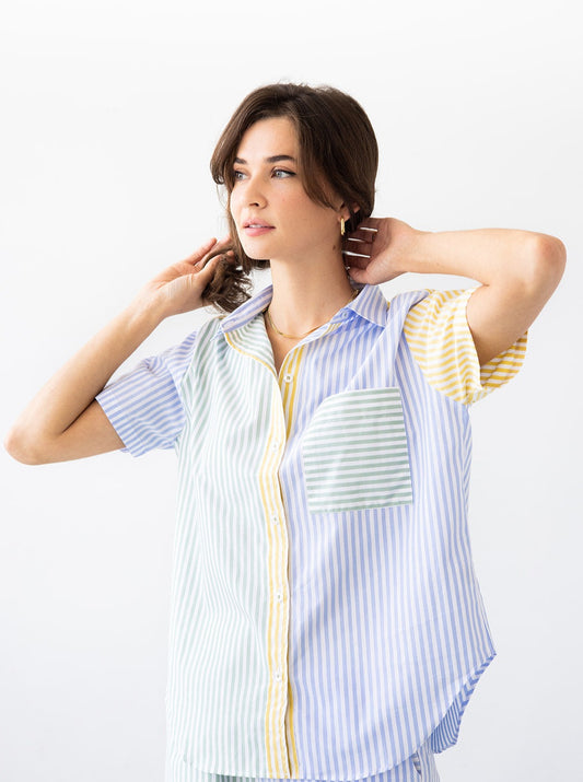 Salua: Amalfi Stripes Sleep Shirt - Multi
