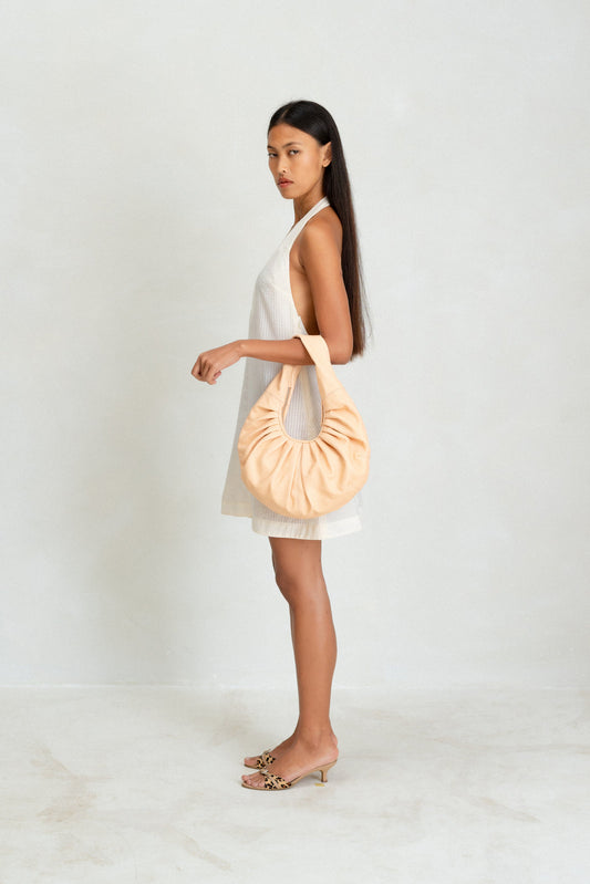 Belle Anna: Mini Miu Leather Bag - Coral