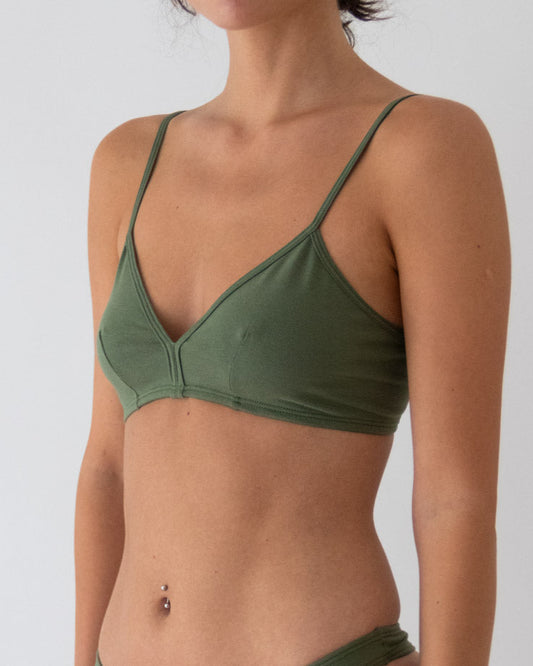 Calomel: Miski Dip Front Bralette - Army