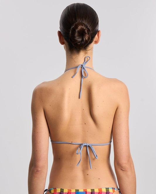 Caro Luna: Elsa Seersucker Triangle Bikini Top - Rainbow