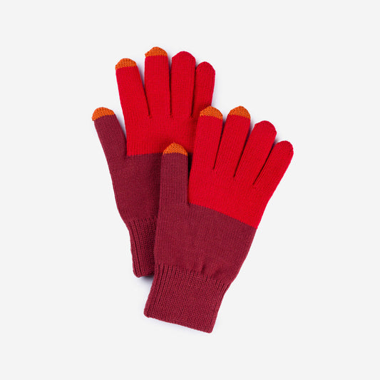 Verloop: Colorblock Touchscreen Gloves - Ruby Red