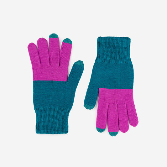 Verloop: Colorblock Touchscreen Gloves - Teal Magenta