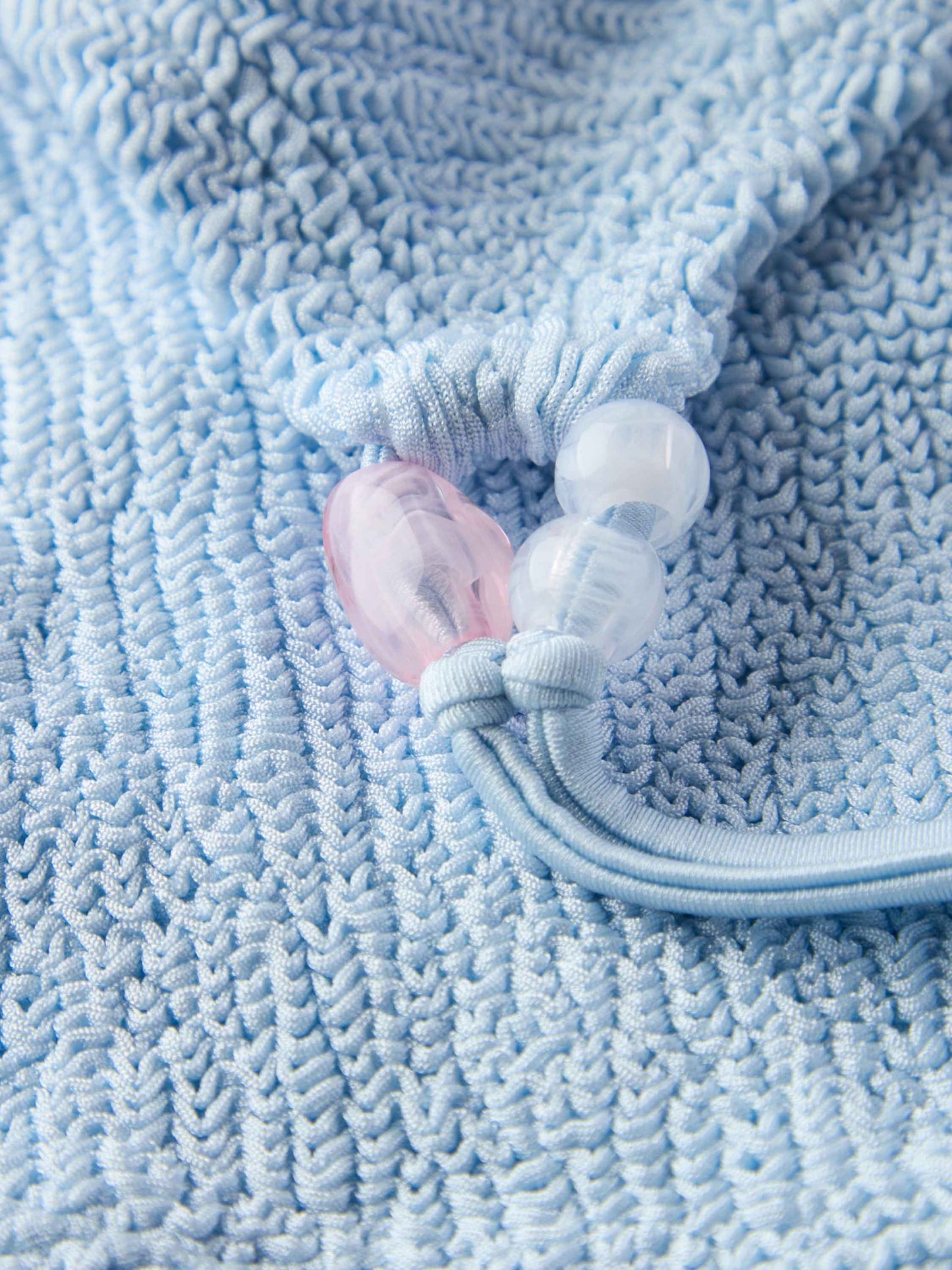 Hunza G: Cassie Beaded Bandeau Bikini Set - Metallic Ice Blue