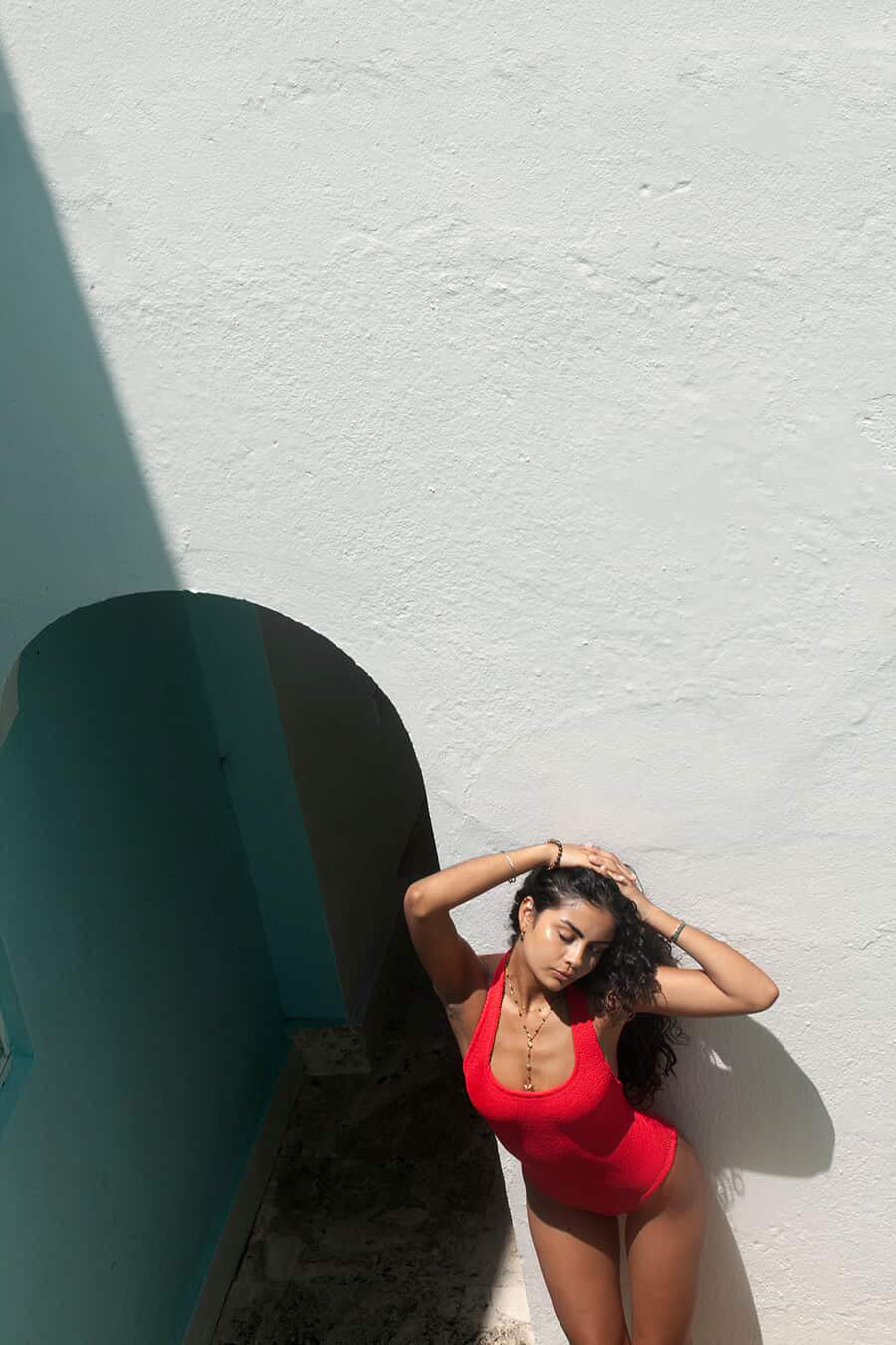 Hunza G: Sandy Halter One Piece - Red