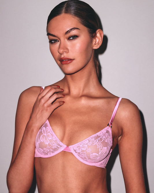 Fleur du Mal: Le Stretch Lace Demi Bra - Bisou