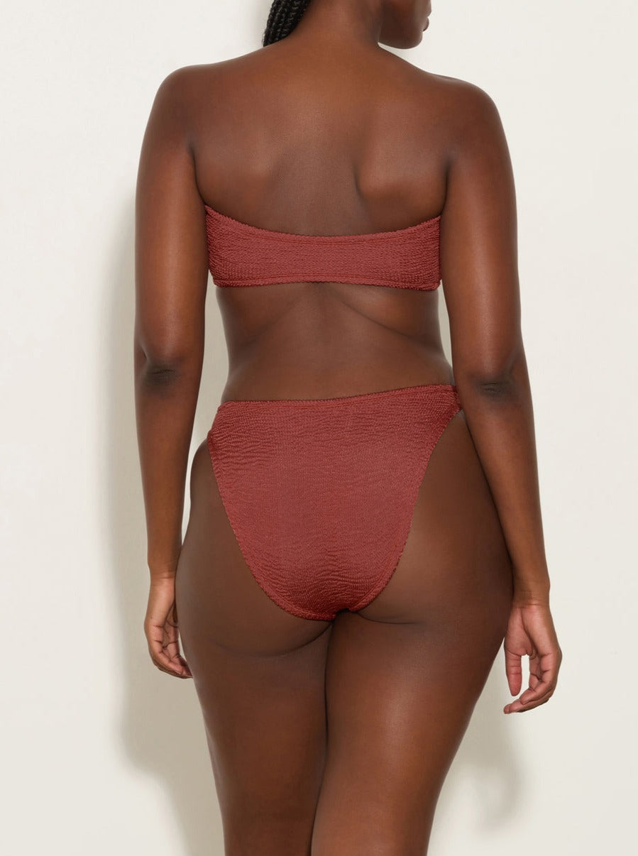 Hunza G: Gloria Bandeau Bikini Set - Metallic Rosewood