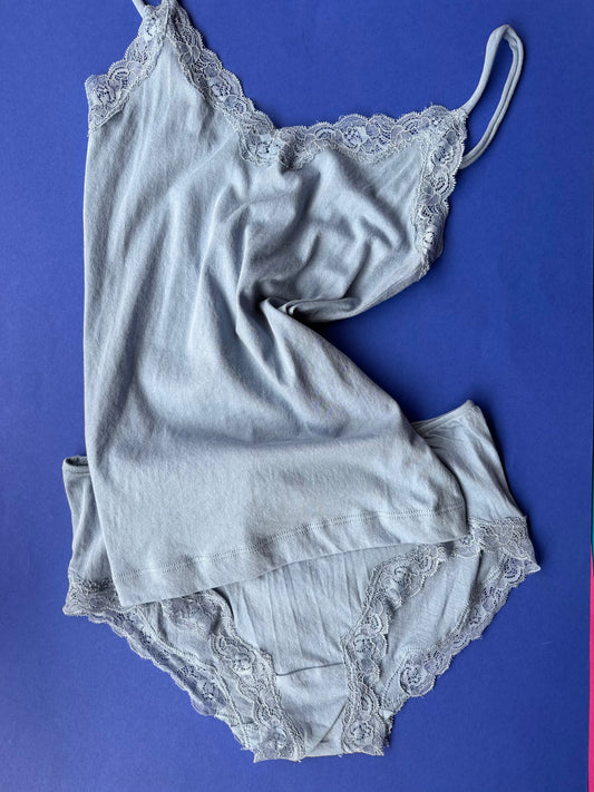 Only Hearts: Lace Trim Organic Cotton Cami - Cascade