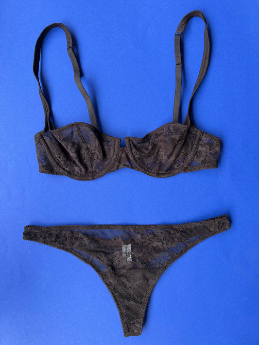 Yasmine Eslami: Louise Lace Balcony Bra - Ristretto