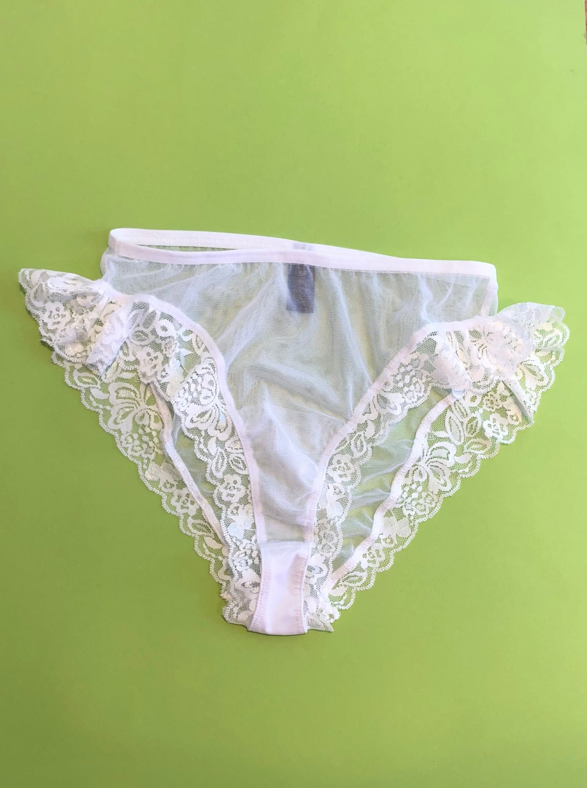 Bully Boy: Diamond Lace Trimmed Brief - White