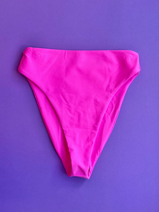 Jade Swim: Incline High Waisted Cheeky Bikini Bottom - Hot Pink