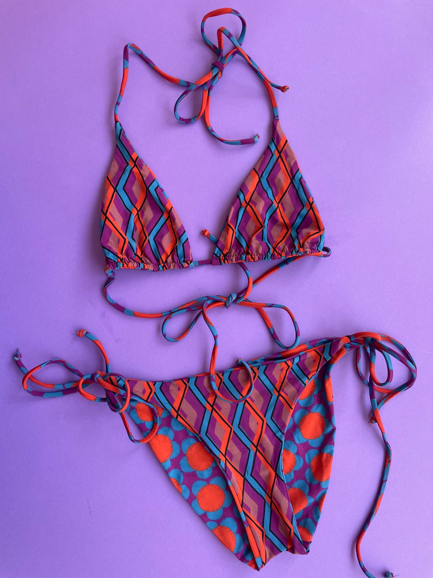 Siyu: Arles Reversible Triangle Bikini Top - Orange Multi