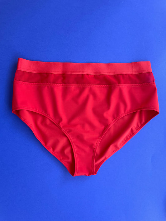 La Fille d'O: Lotus High Waisted Bikini Bottom - Red