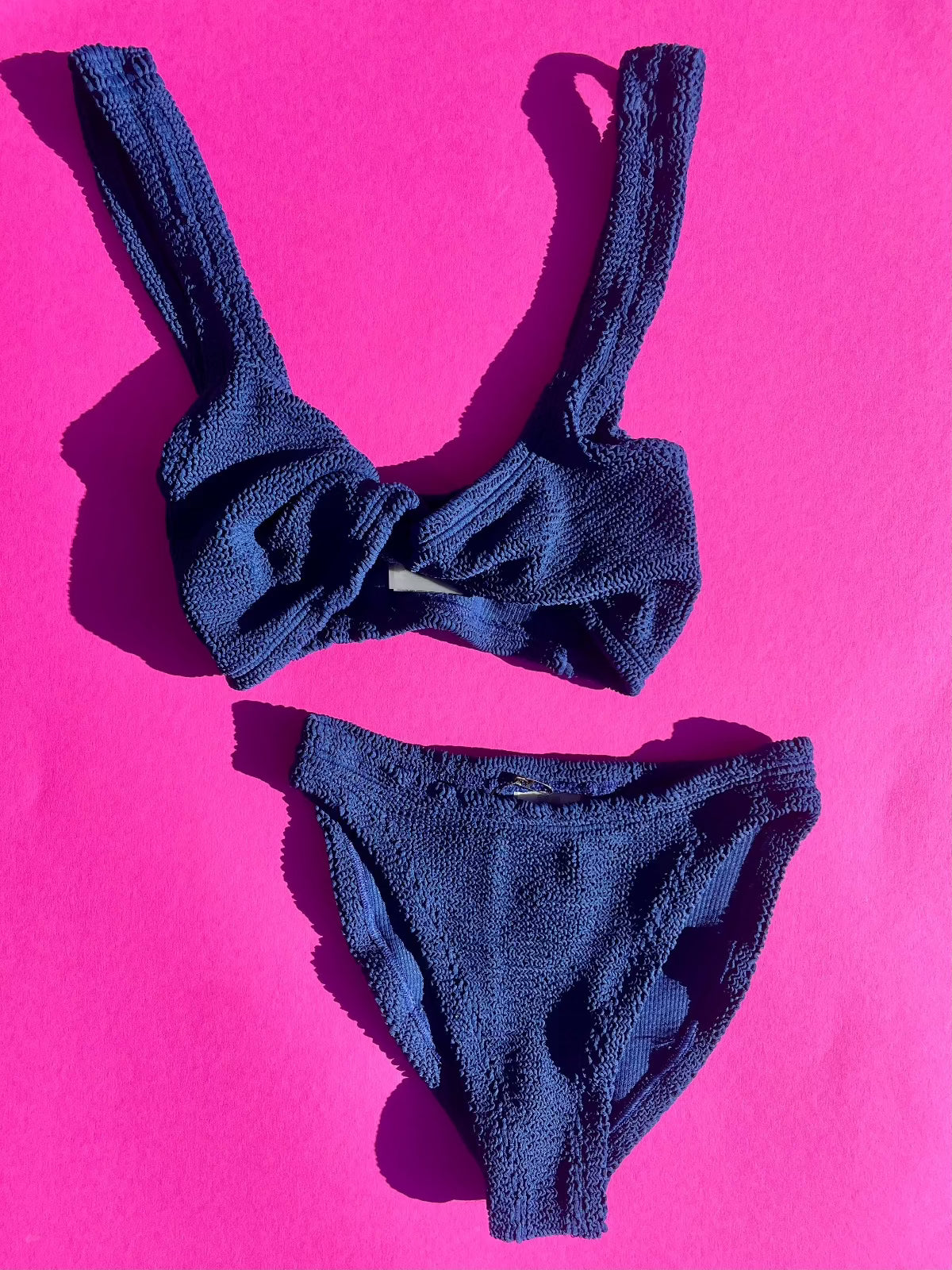 Hunza G: Juno Twist Front Bikini Set - Navy