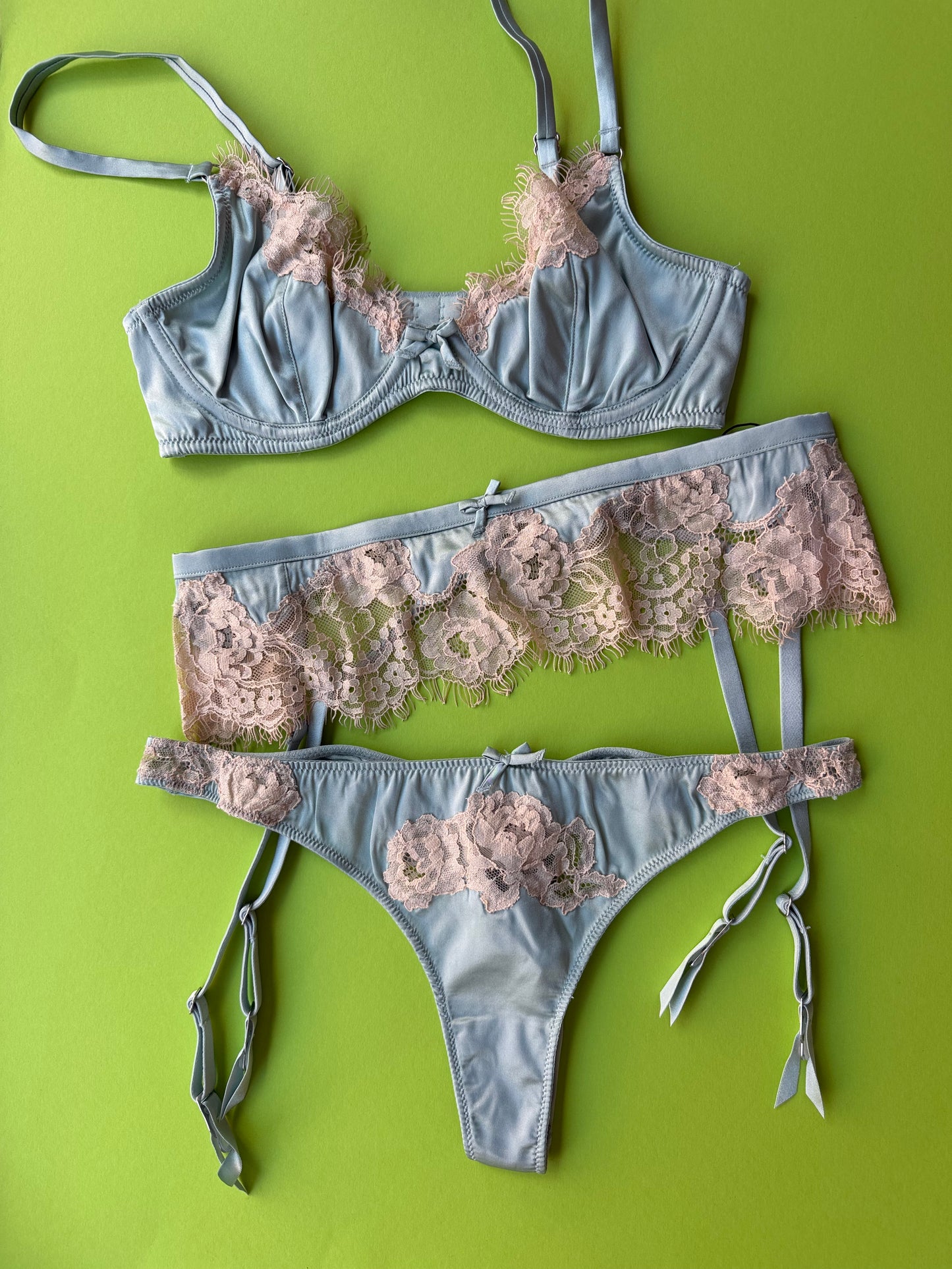 Fleur du Mal: Juliet Lace Demi Underwire Bra - Frosted Mint