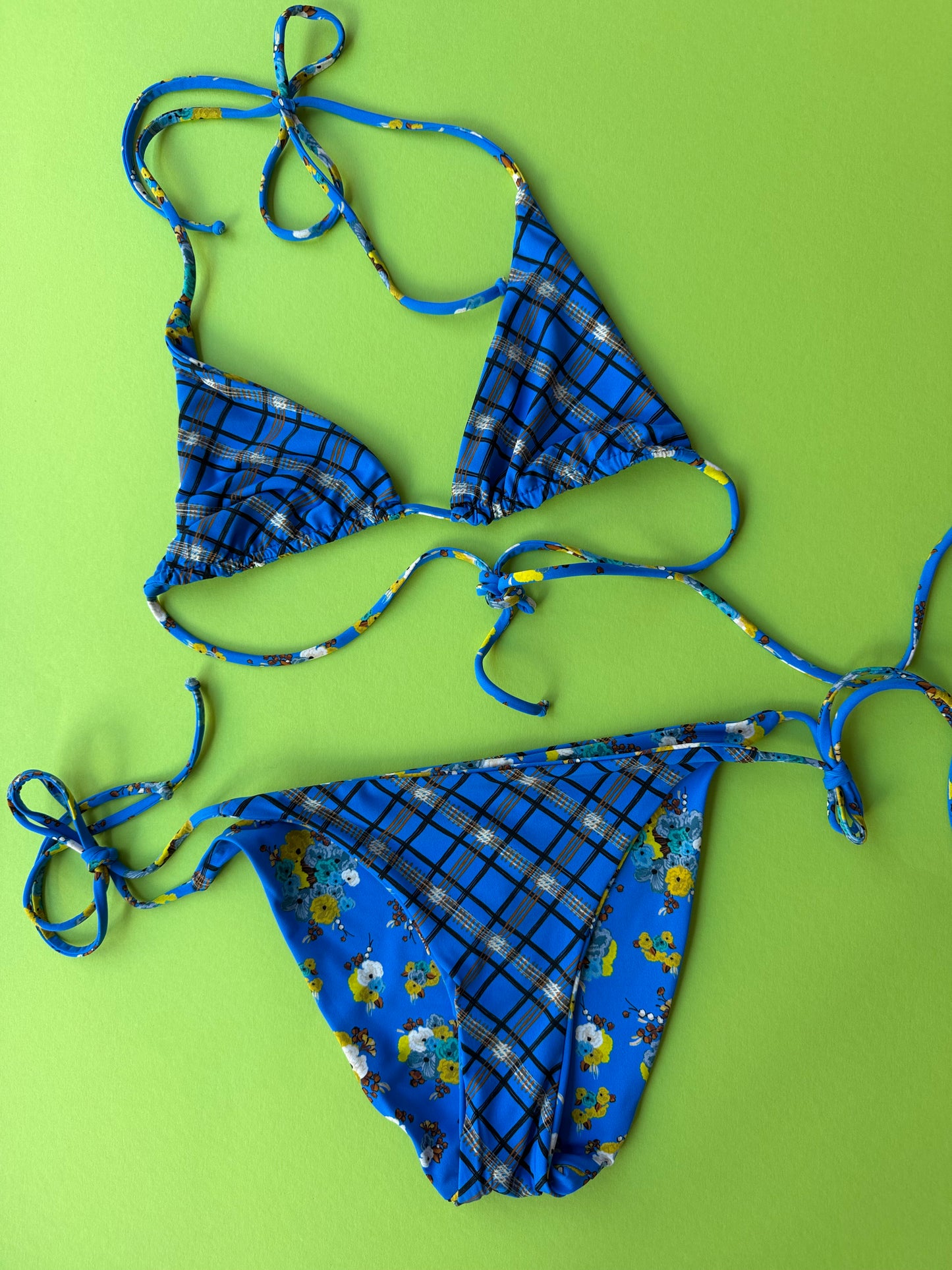 Siyu: Ruca Reversible Triangle Bikini Top - Dorothy Blue