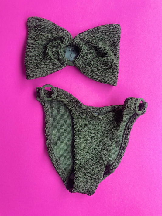 Hunza G: Gloria Bandeau Bikini Set - Metallic Khaki