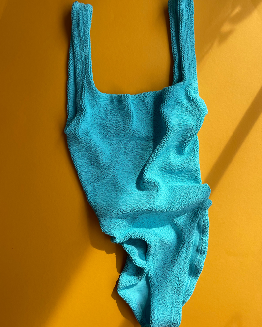 Hunza G: Square Neck One Piece - Aqua