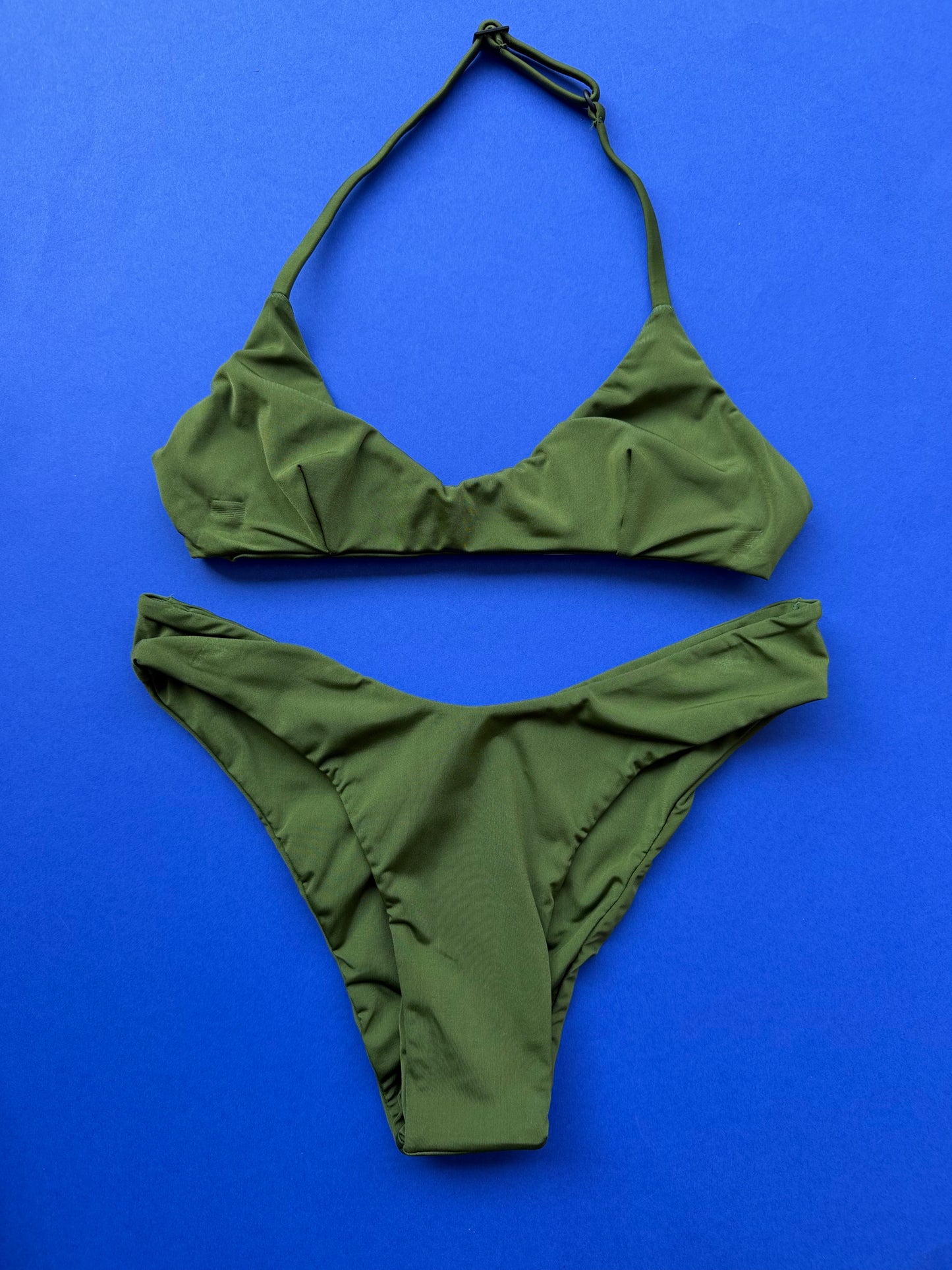 Haight: Duda Halter Bikini Top - Olive Green