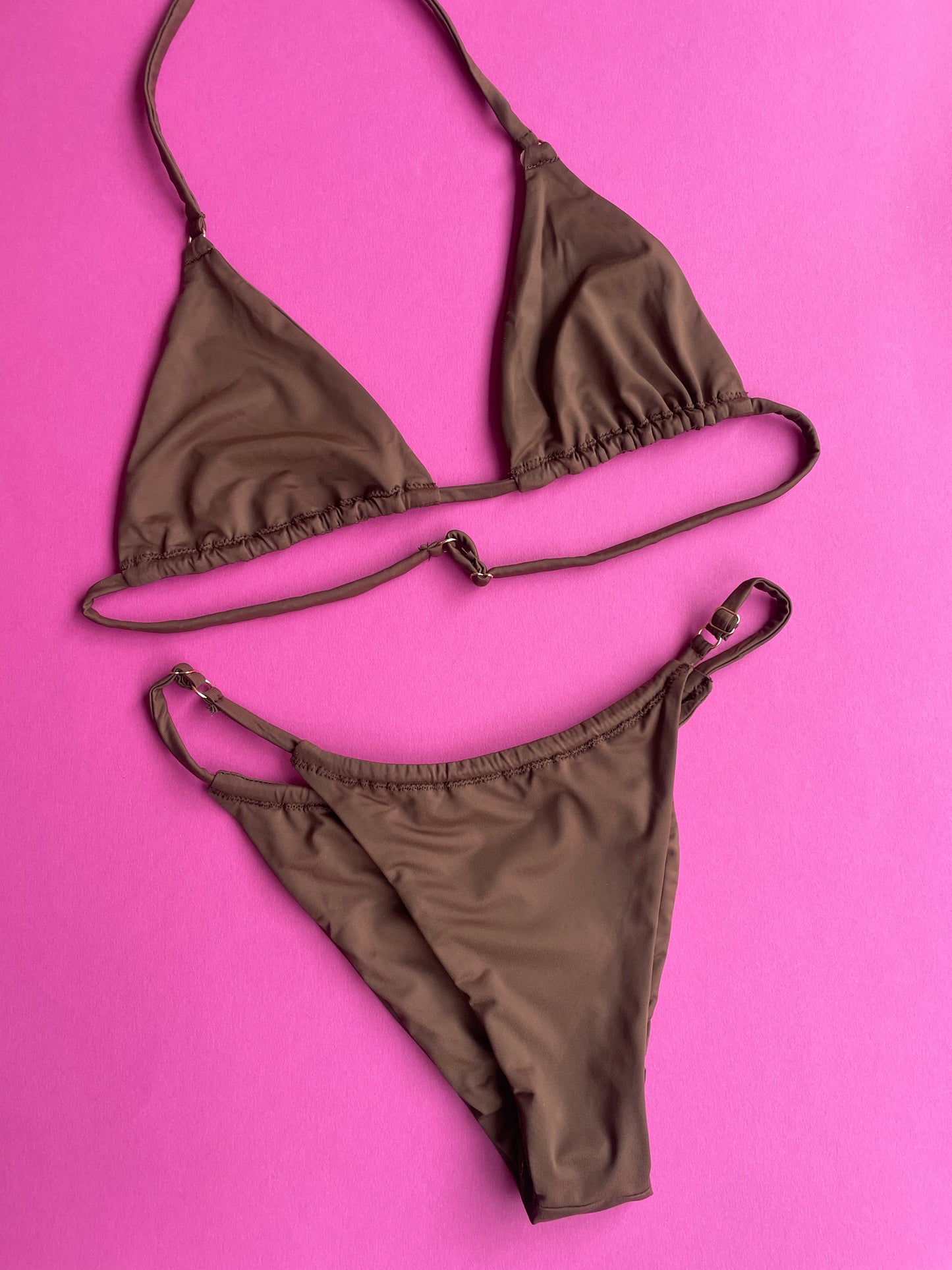 Slate Swim: Rain Adjustable Triangle Bikini Top - Espresso