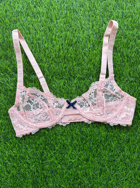 Fleur du Mal: Bianca Lace Balconette Bra - Pink Lady