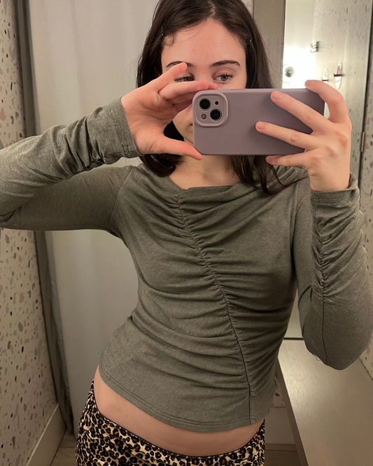 Woodrose Deli: Asymmetrical Long Sleeve - Khaki