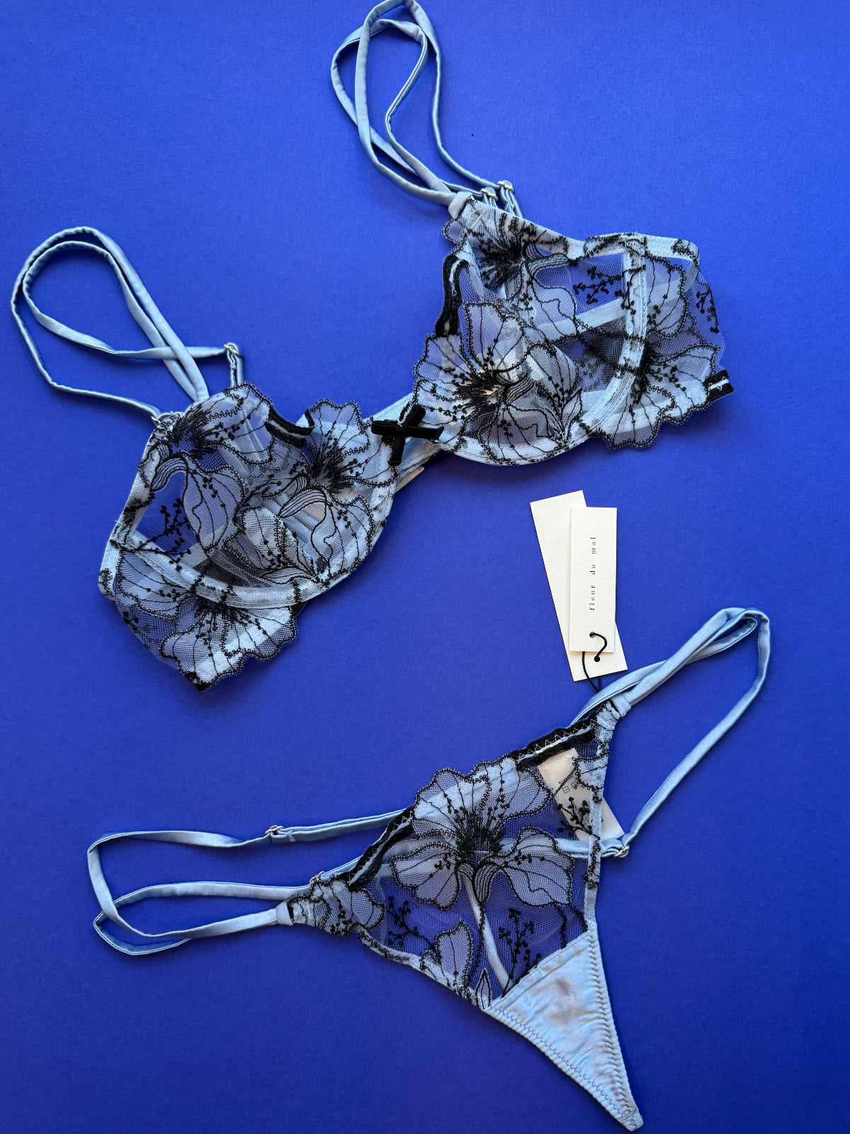Fleur du Mal: Harper Embroidery Demi Bra - 36D, 38B