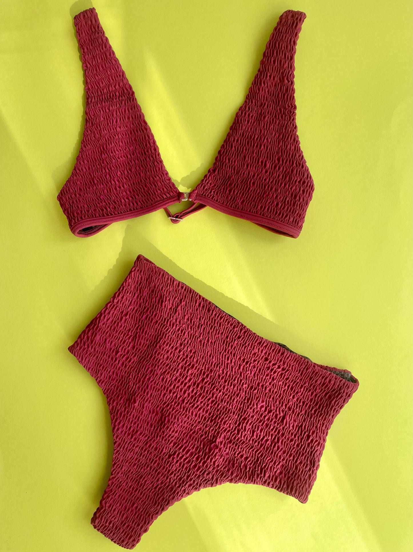 Acacia: Bosa Smocked Bikini Top - Berry