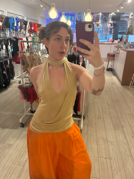 Belle Anna: Duo Scarved Top - Yellow