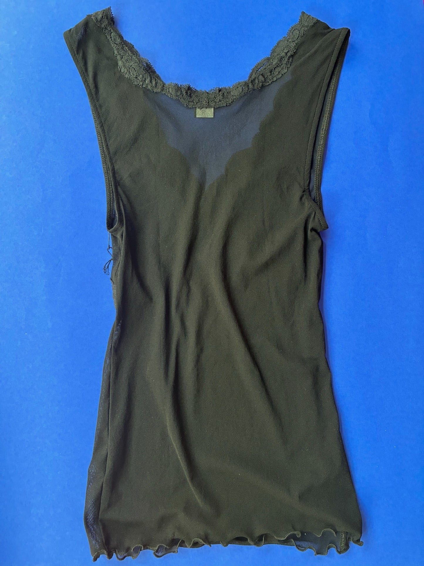 Only Hearts: Tulle with Lace Empire Tank - Black