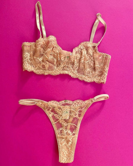 Clo: Fortuna Lace Demi Underwire Bra - Maple Sugar