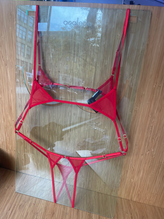 Marika Vera: 80's Moore Ouvert Cage Bodysuit - Red