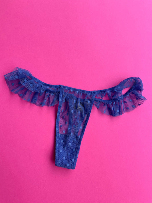 Only Hearts: Lola Ruffle Thong - Cobalt