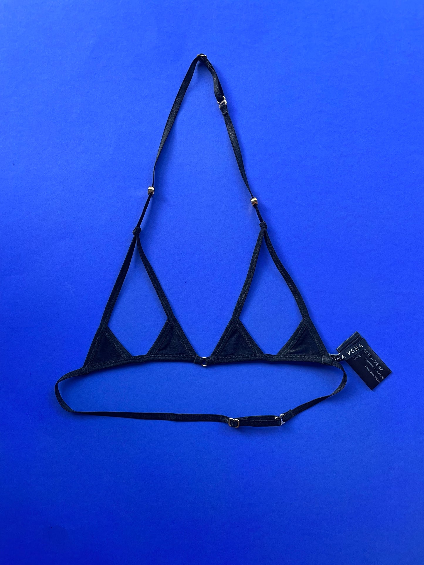 Marika Vera: Liza Mini Ouvert Triangle Halter Top - Black