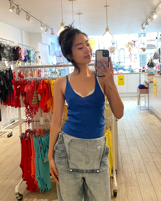 Ziah: Sheer Knit Cami - Electric Blue