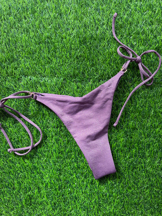 Anane: Curly Ruched Side Tie Bikini Bottom - Lavender Dusk
