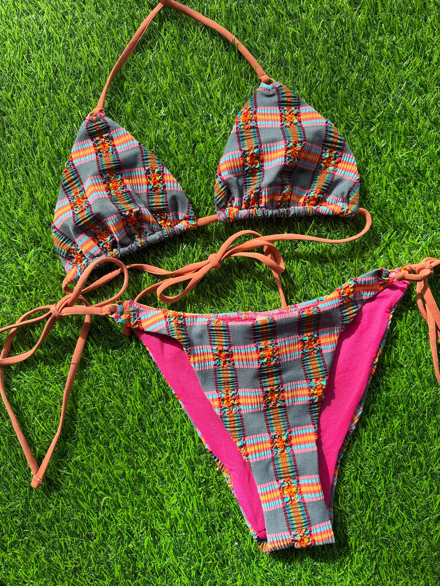 Caro Luna: Barbara Tie Side Bikini Bottom - Rainbow