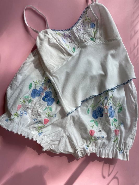 Pretties: Tea Towel Bloomers - White/Blue