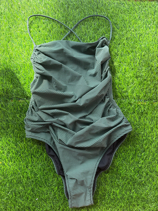 Pale: Birkin Ruched One Piece - Vichy Mint