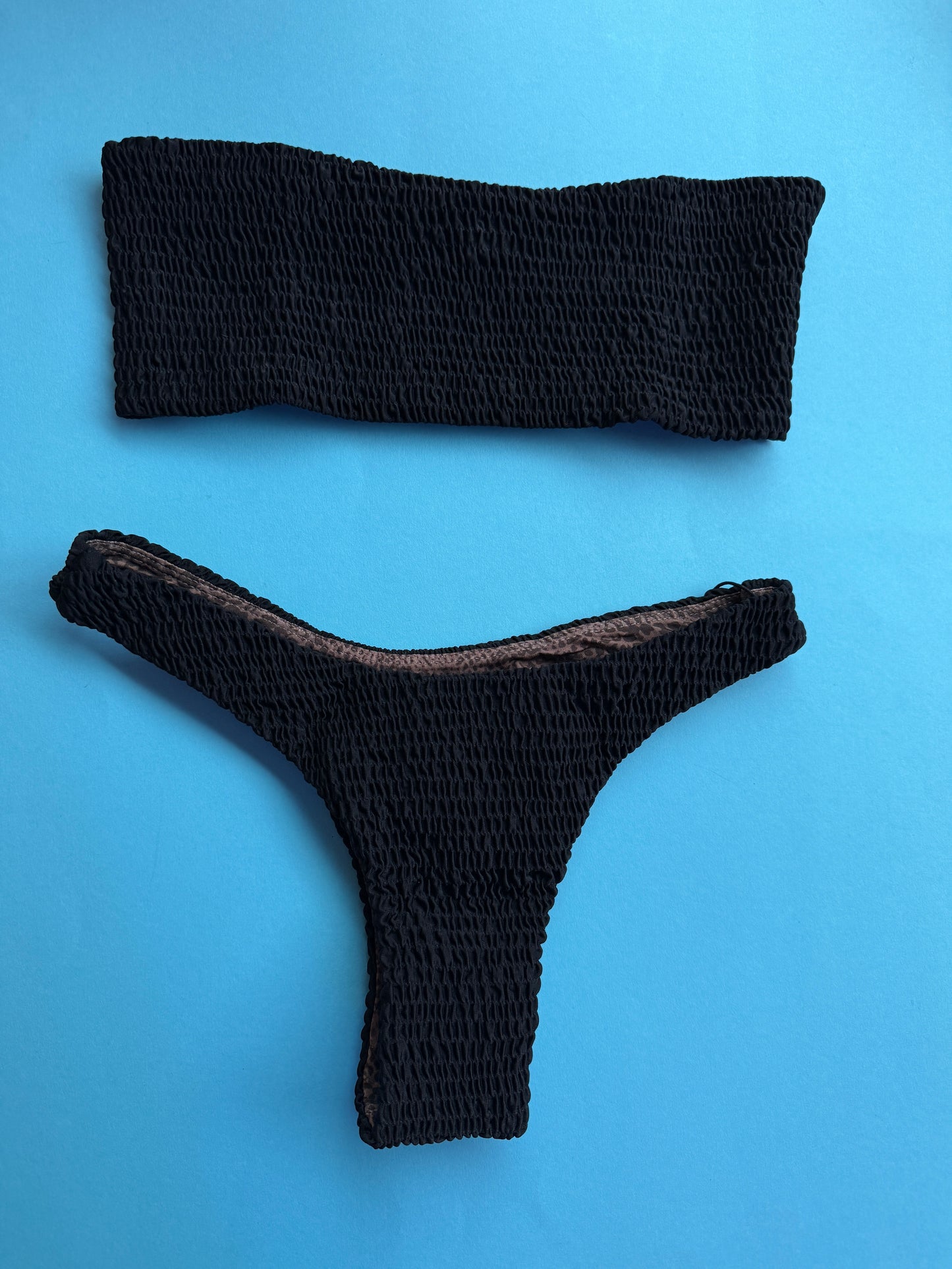 Acacia: Emerson Shirred Bandeau Bikini Top - Black