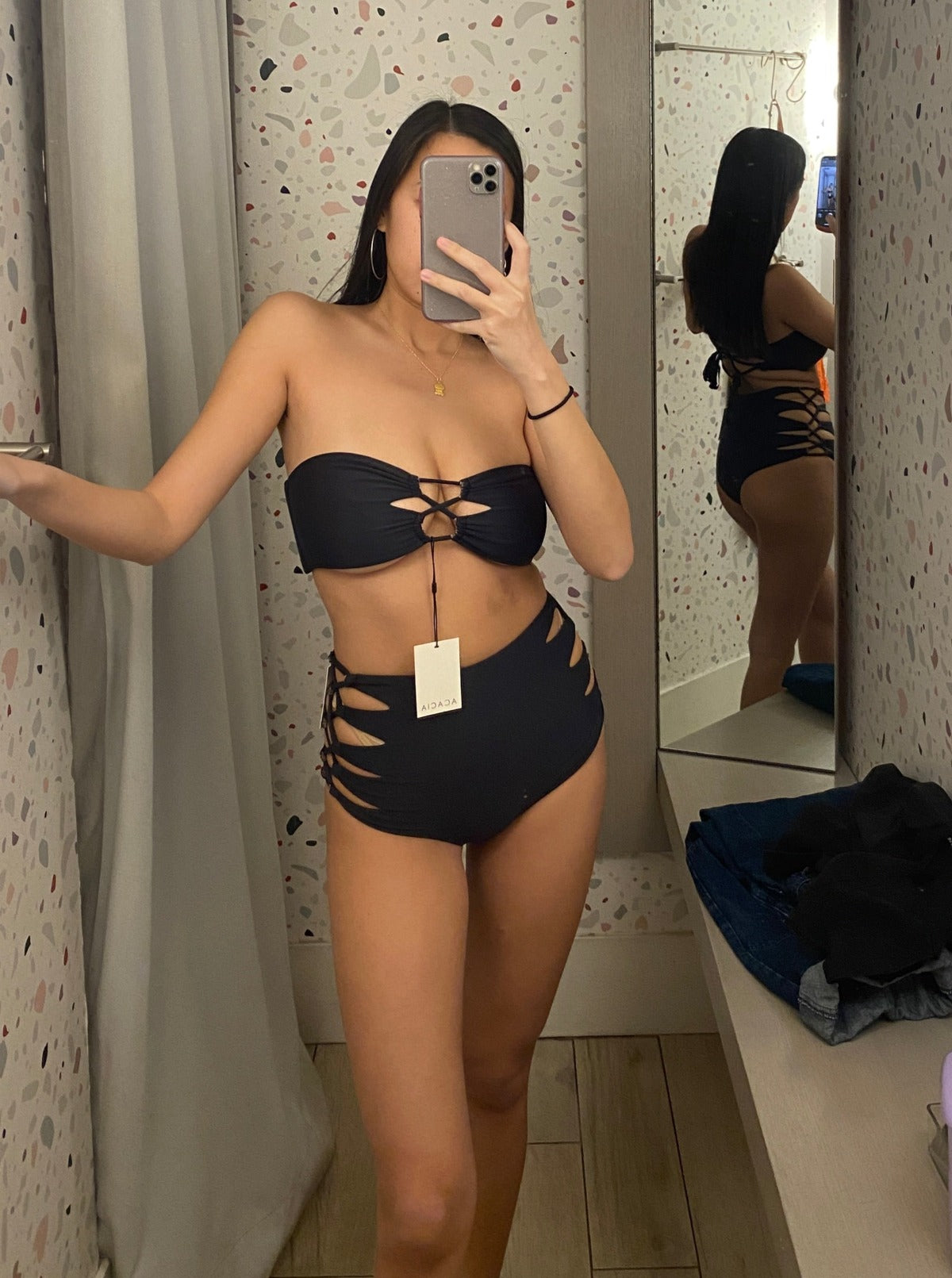 Acacia: Queens High-Waisted Bikini Bottom - Licorice