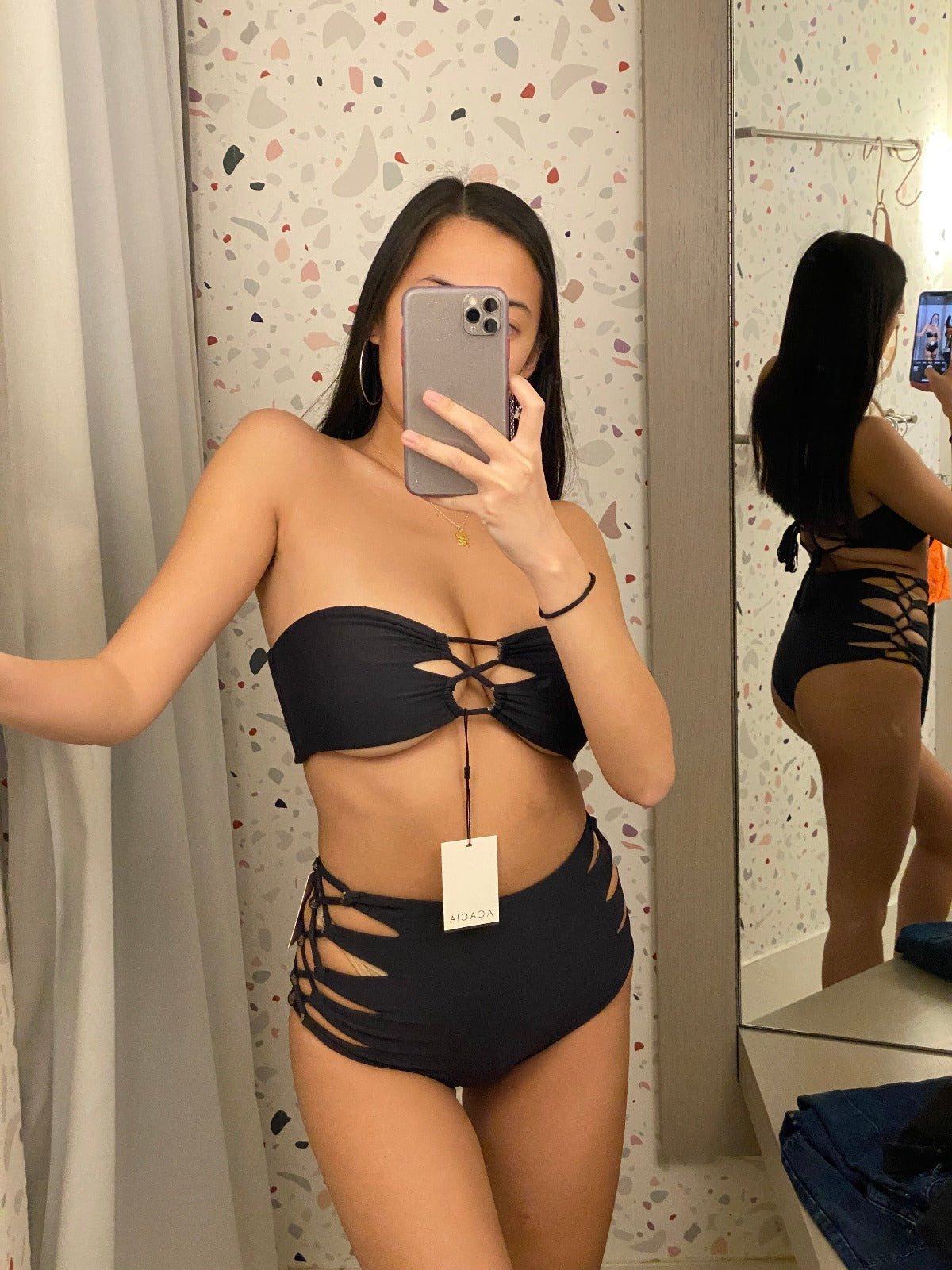 Acacia: Queens High-Waisted Bikini Bottom - Licorice