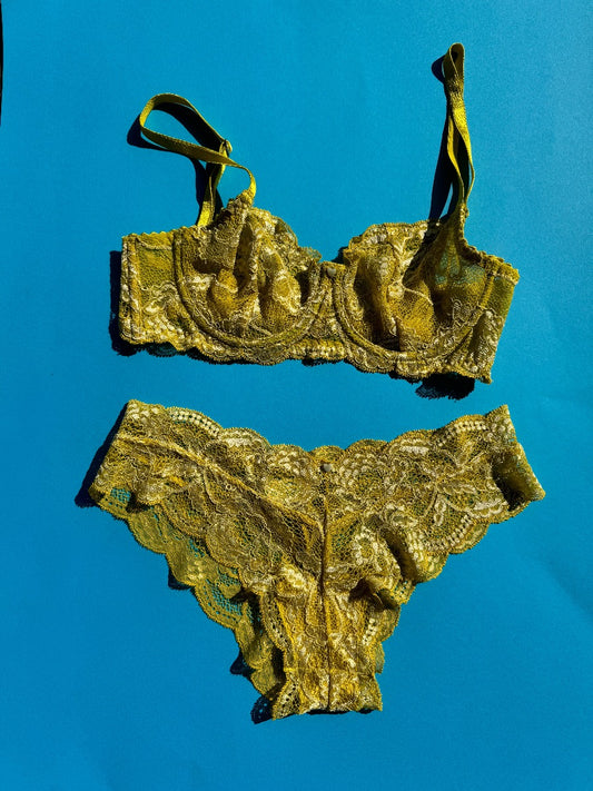 Clo: Fortuna Lace Demi Underwire Bra - Chartreuse